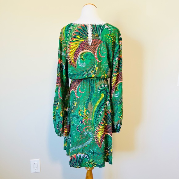 EUC Anthropologie Maeve Green Paisley Janis Dress Size 14 - Picture 4 of 10
